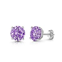 Ohrstecker rund amethystfarben 4mm Silber 925 mit Zirkonias