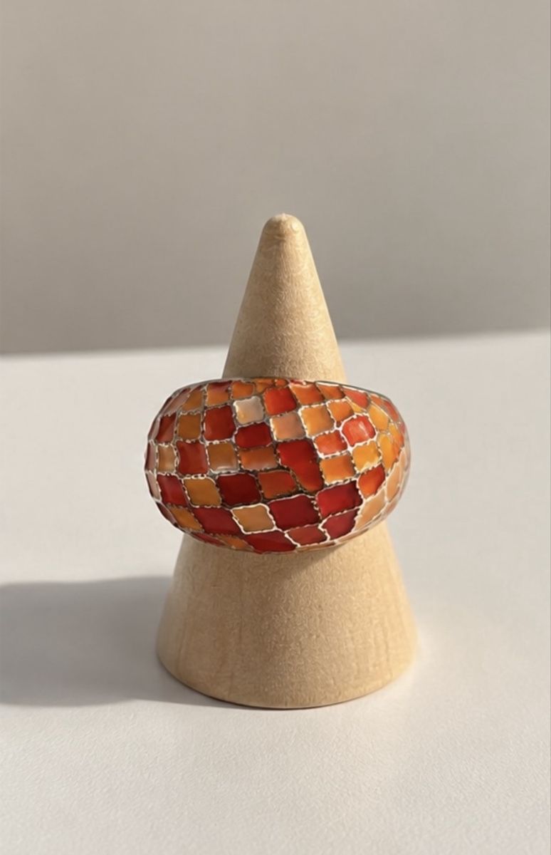 Anelli: Ring mit Mosaik-Optik in Rot & Orange – Nuovo (secondo la descrizione) da Birr venduto da lor-05