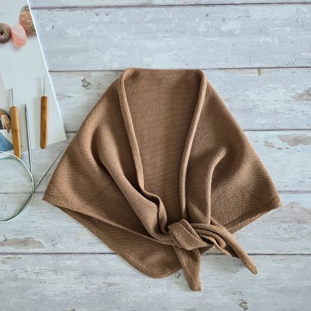 NEW Handmade Cotton Knitted Scarf Mocha Beige Triangle Scarf