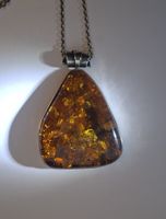 Cognac Bernstein Anhänger mit Silberkette
