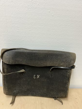 Antiker brauner Schulerthek, -ranzen aus Leder