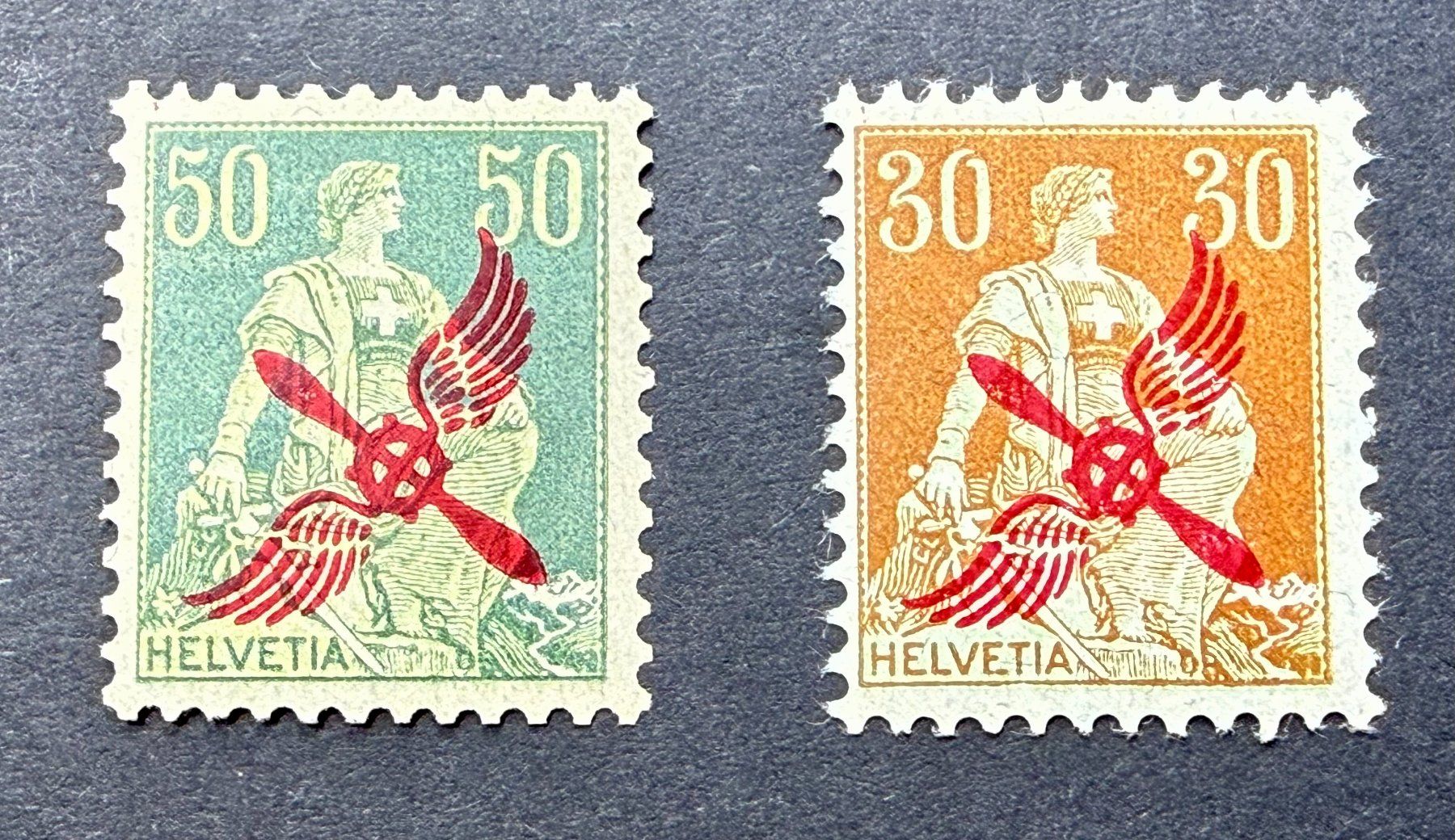 Alle Briefmarken: Flugmarke F1 & F2 - postfrisch – Neu (gemäss Beschreibung) aus Lungern von Strubel-Peter