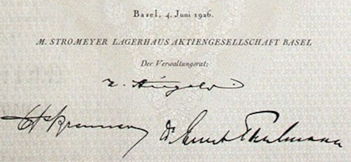 Documenti: M. Stromeyer Lagerhaus AG Basel - 1926 – Usato da Solothurn venduto da Sgasche 1