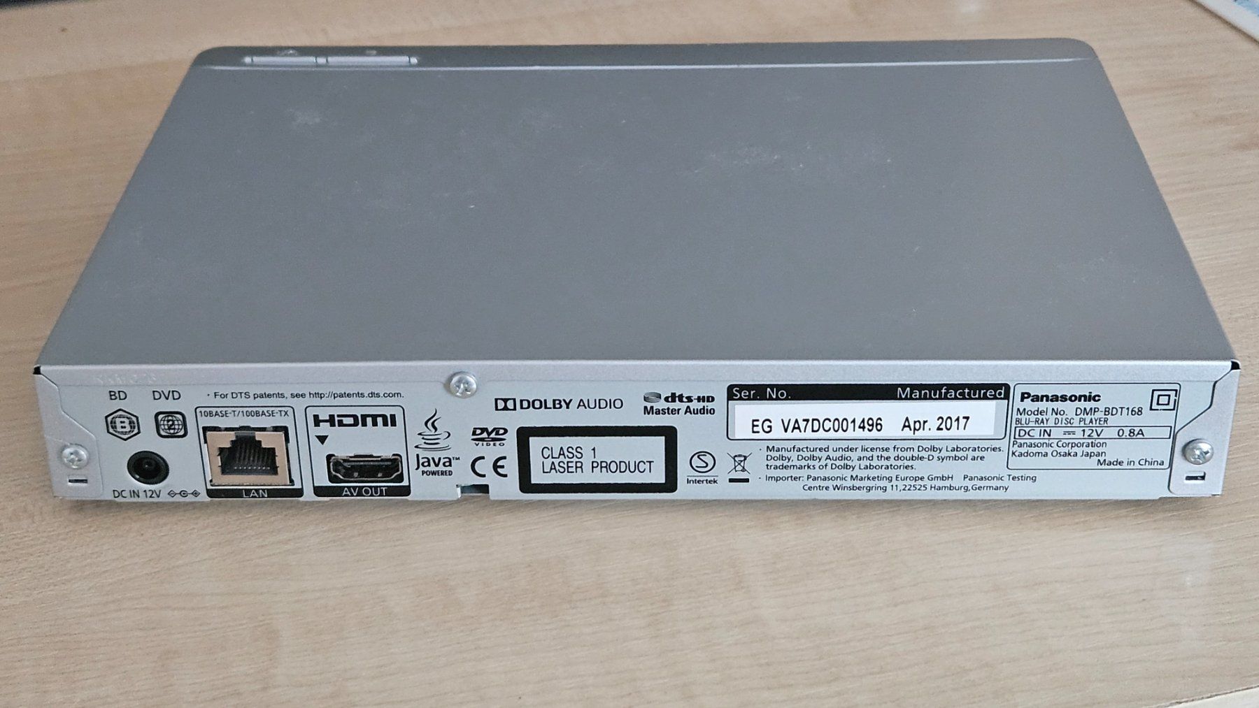 Panasonic Systèmes audio & multimédias: Panasonic Blu-ray Player DMP-BDT168 Silber – D'occasion à Jona par ASMARADO 2
