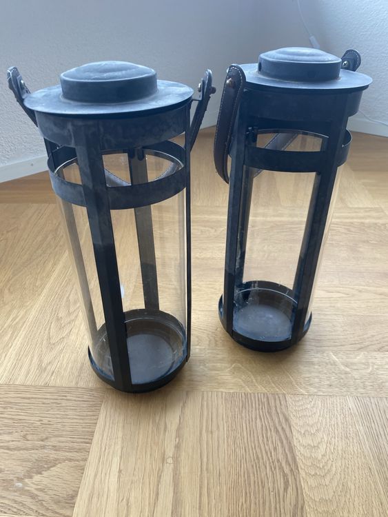2 Metall Laternen Windlichter, zeitloses Design 5