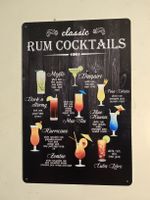 Blechschild, Bar Deko: Blechschild "Rum Cocktails" (nov401)