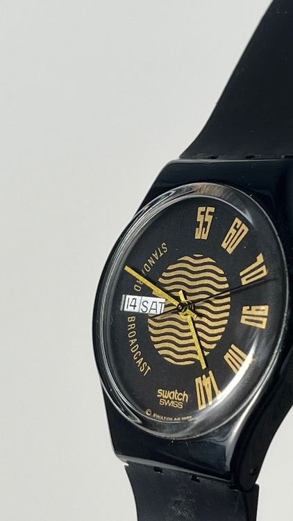Schwarze Swatch Uhr, Swiss, Vintage, Unisex 5
