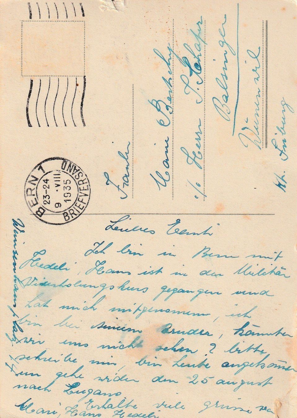 Cartoline postali: AK Bern gel. 9.8.1935 – Usato da Fribourg venduto da schnalla92 1