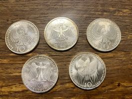 5 pièces de 10 Mark argent