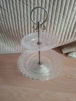 Etagen Etageren Glas Metall Silber 2 Etagen gut erhalten