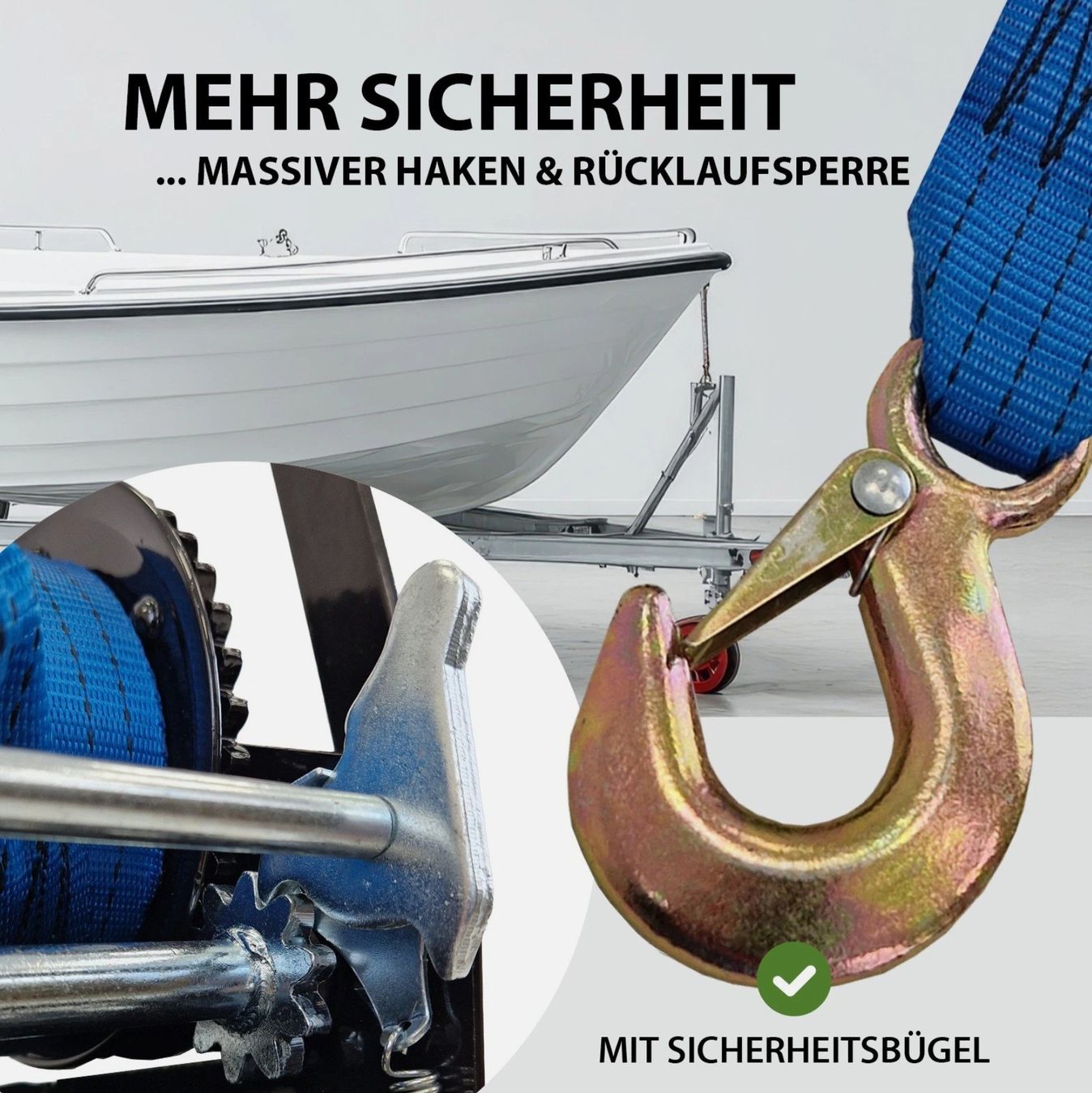 Altro per stoccaggio & trasporto: Gurtwinde Handwinde Bootswinde 540 kg Gurtlänge 10 m – Nuovo e nell'imballaggio originale da Untersiggenthal venduto da customs 4
