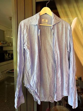 Camicia azzurra in lino brand boggi taglia 42 