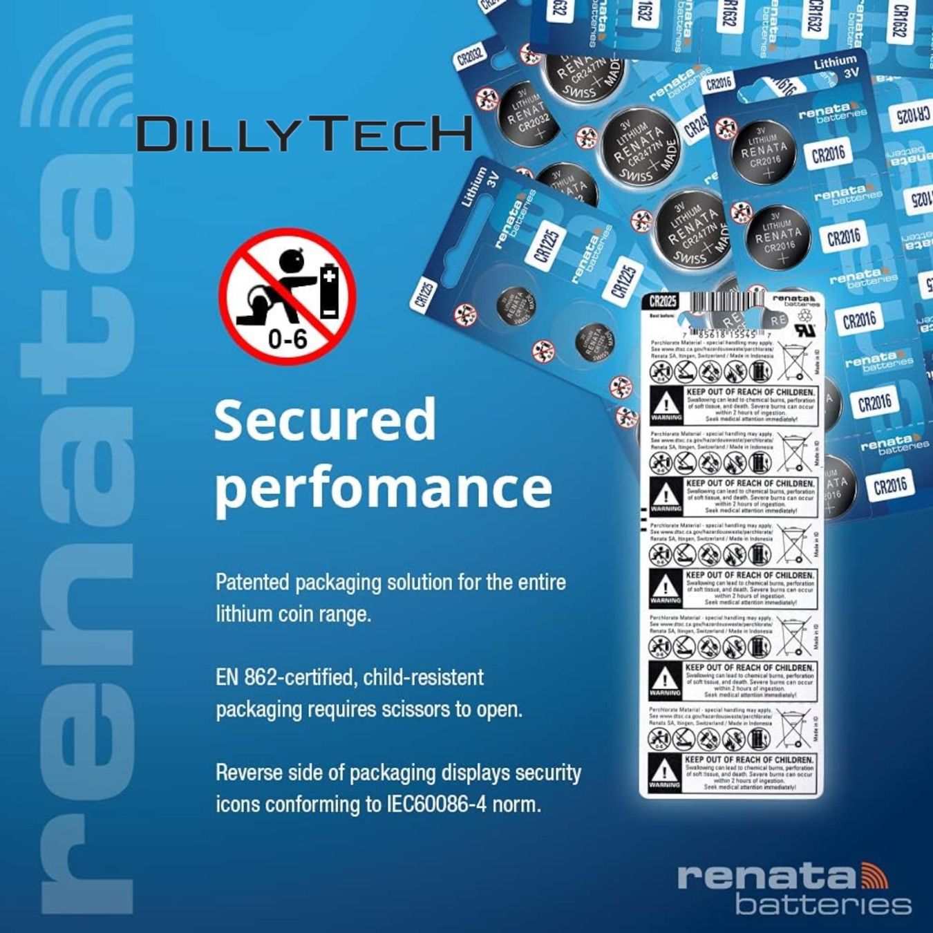 Caricatori & Batterie: Renata CR2032 Lithium Knopfzellenbatterie - 3 Stk. – Nuovo e nell'imballaggio originale da Meilen venduto da DillyTecH 3