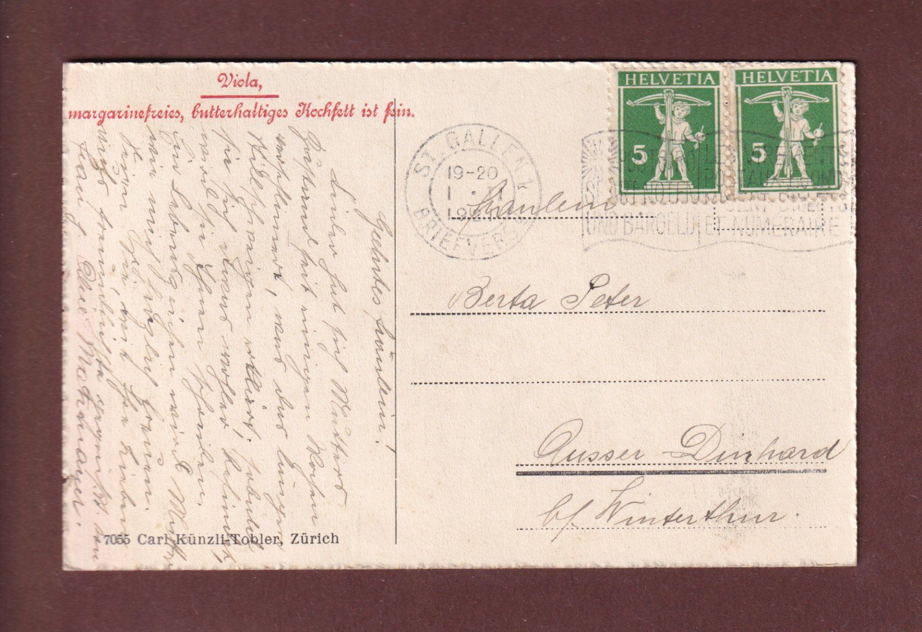 Cartoline postali: DAVOS - Gemsjäger - 1921 – Usato da Pully venduto da nicecards-shop 1