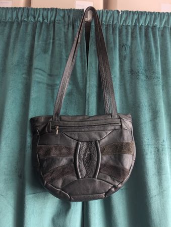 Patchwork Ledertasche schwarz Damen Tasche Vintage