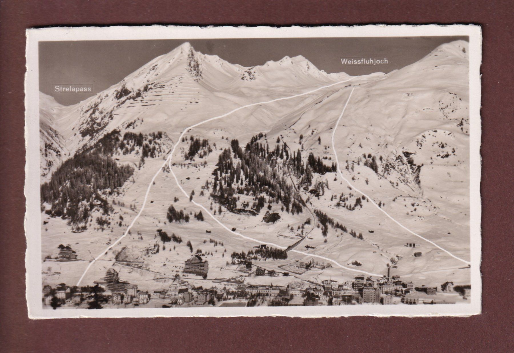 Ansichtskarten: DAVOS - Abfahrt - 1937 – Gebraucht aus Pully von nicecards