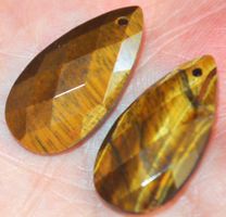 Anhänger Set gelocht L-4954 – 1 Paar Tigerauge 13x25mm beids