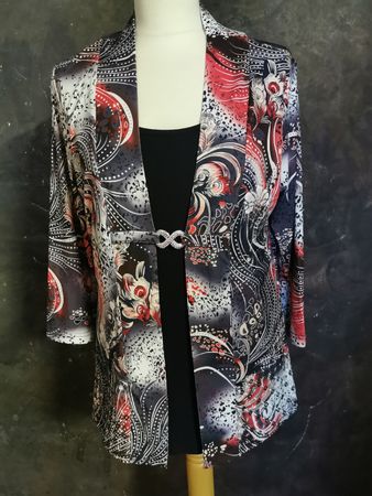 Blusenshirt, neu, schwarz/rot/weiss