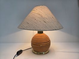Design 1970 Rattan & Messing Tischlampe