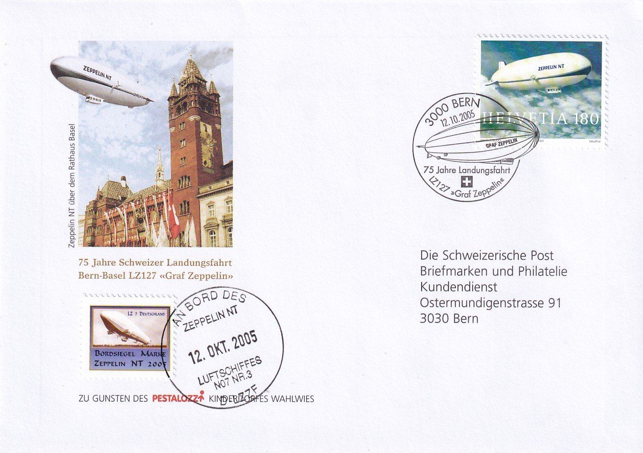 Tutti i francobolli: Zeppelin NT 75 Jahre Schweizerfahrt Bern - Basel 2005 – Usato da Baar venduto da Asmara111