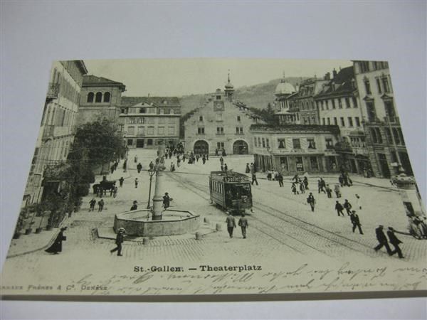 Cartoline postali: AK St. Gallen Theaterplatz mit Tram – Nuovo (secondo la descrizione) da Malters venduto da Marosko
