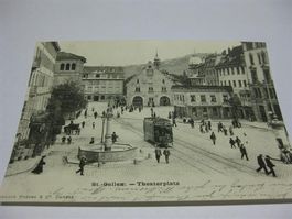 AK St. Gallen Theaterplatz mit Tram