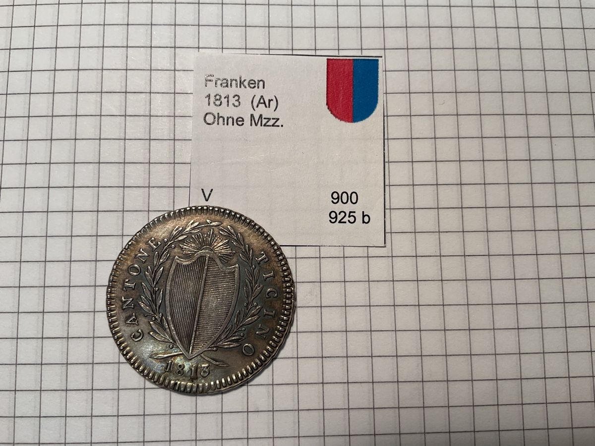 Tutti le monete: Tessin Franken 1813 – Usato da Ursenbach venduto da tho_8s6p 1