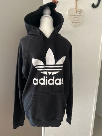 Herren Hoodie mit Kapuze schwarz und Logo von Adidas Gr. M