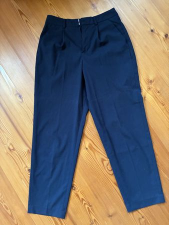 Schicke, dunkelblaue Stoffhose mit hohem Bund, Gr. 26