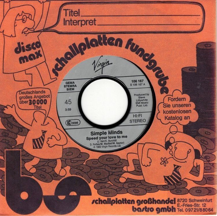 Dischi in vinile: Simple Minds  --  Speed your love to me  Single7 – Usato da Rheinau venduto da asteng