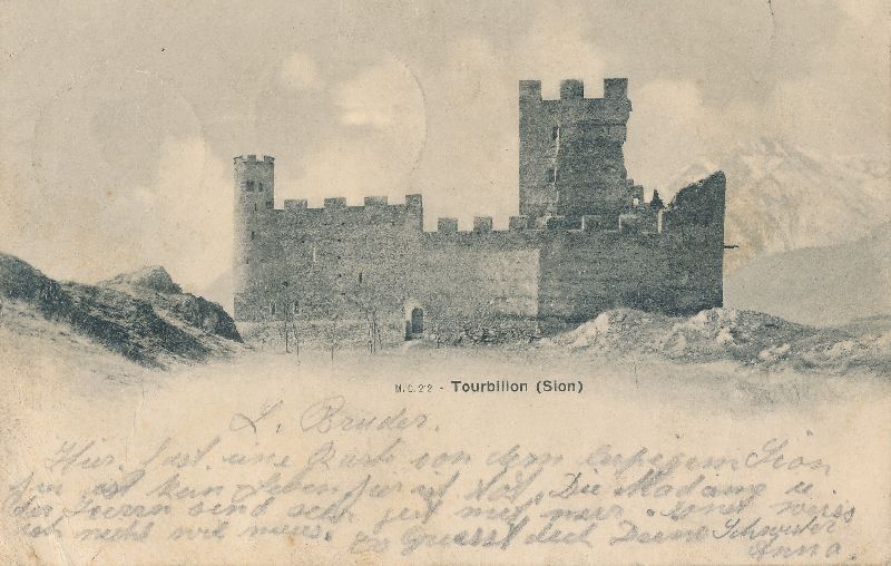 Cartoline postali: Sion - Tourbillon + 1902 – Usato da Emmenbrücke venduto da teestube