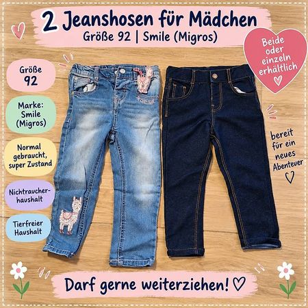  2 Jeanshosen für Mädchen  Gr. 92  Smile / Migros