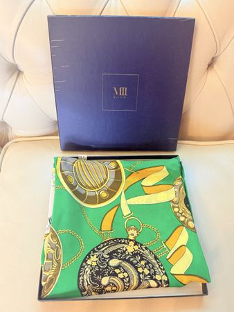Mantero Seidentuch, Grün, Vintage-Stil, Neu mit Box!