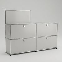 USM Haller Regal 2x2 Lichtgrau mit Aufsatz, 4 Türen