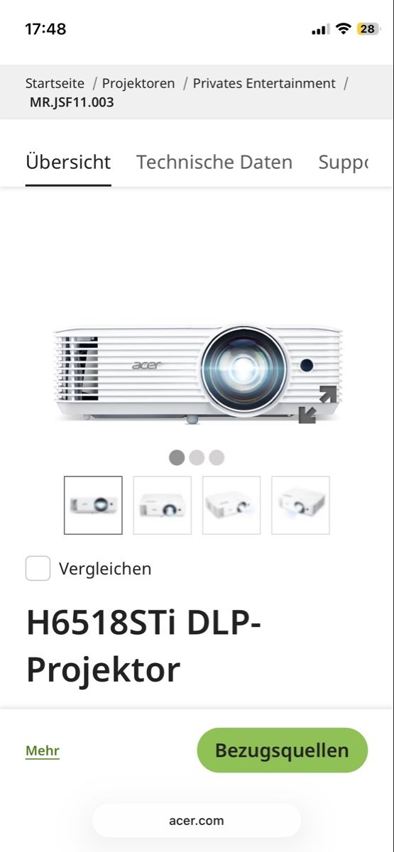 Acer Proiettori: Acer Beamer H6518STi DLP-Projektor – Nuovo (secondo la descrizione) da Riehen venduto da cit_j7rg 7