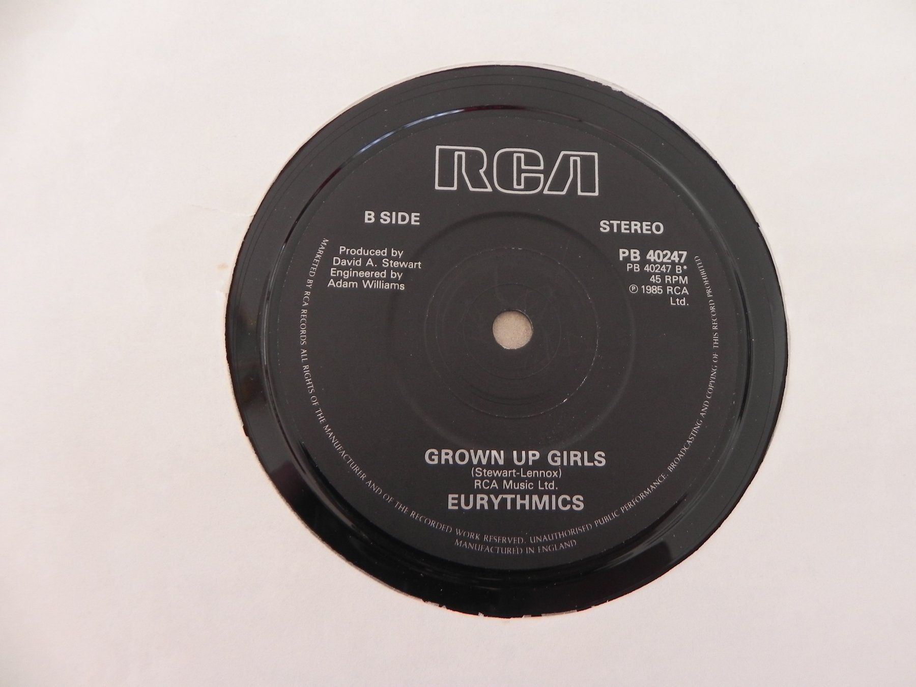 Dischi in vinile: Single brit. Pop Duo Eurythmics 1985 There must be an Angel – Usato da Siebnen venduto da krimsie 3