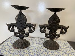 2 shabby Kerzenständer Lisbeth Dahl Schwarz Dekorativ