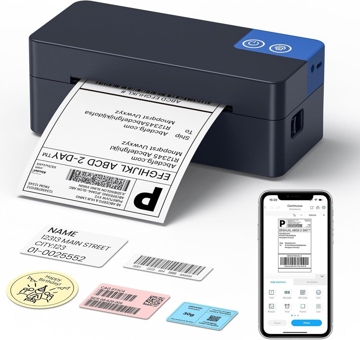 Stampanti: Bluetooth Thermo Etikettendrucker 4x6 Versandetiketten – Nuovo e nell'imballaggio originale da Suhr venduto da SchnapperCH