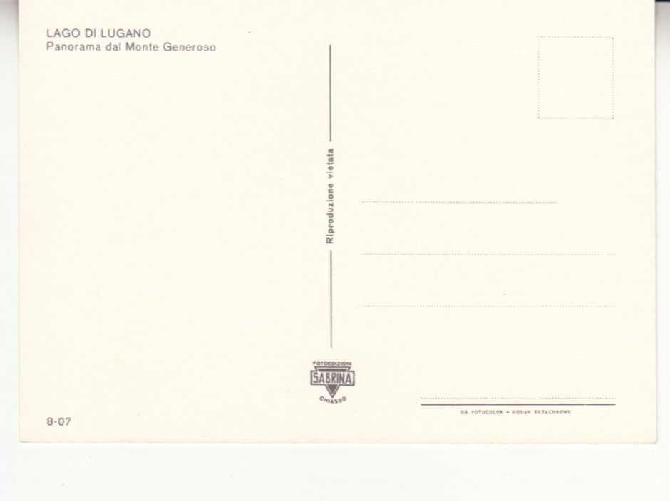 Cartoline postali: Lago di Lugano ca. 1970 – Usato da Bürglen TG venduto da StampGraf 1