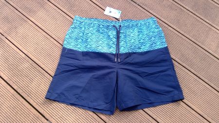 Bermuda Short de bain bleu marine-turquoise, taille L, NEUF