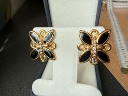 ✨Vintage Schmetterling emaillierte Ohrringe, schwarz