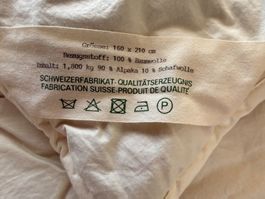 Alpaka Duvet, 160x210cm, Schweizer Fabrikat!
