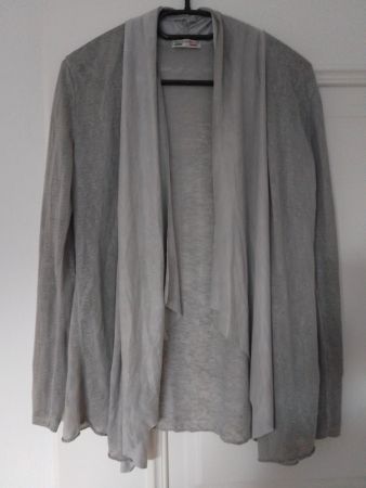 MADE IN ITALY leichte Schal Strickjacke Cardigan grau Gr. 40