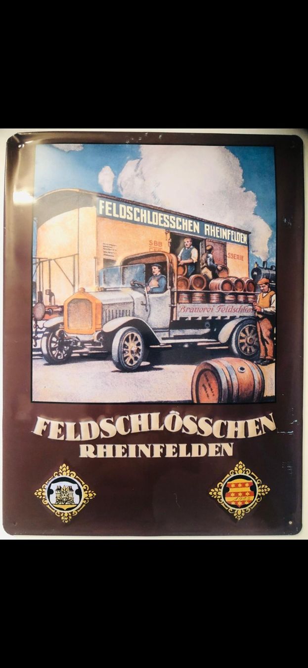 Feldschlösschen Insegne: 3 Blechschilder Feldschloesschen Rheinfelden Set – Usato da Zürich venduto da Dario5 1