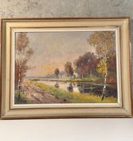 Vintage Landscape Painting 'J. Smid' - Autumn Serenity