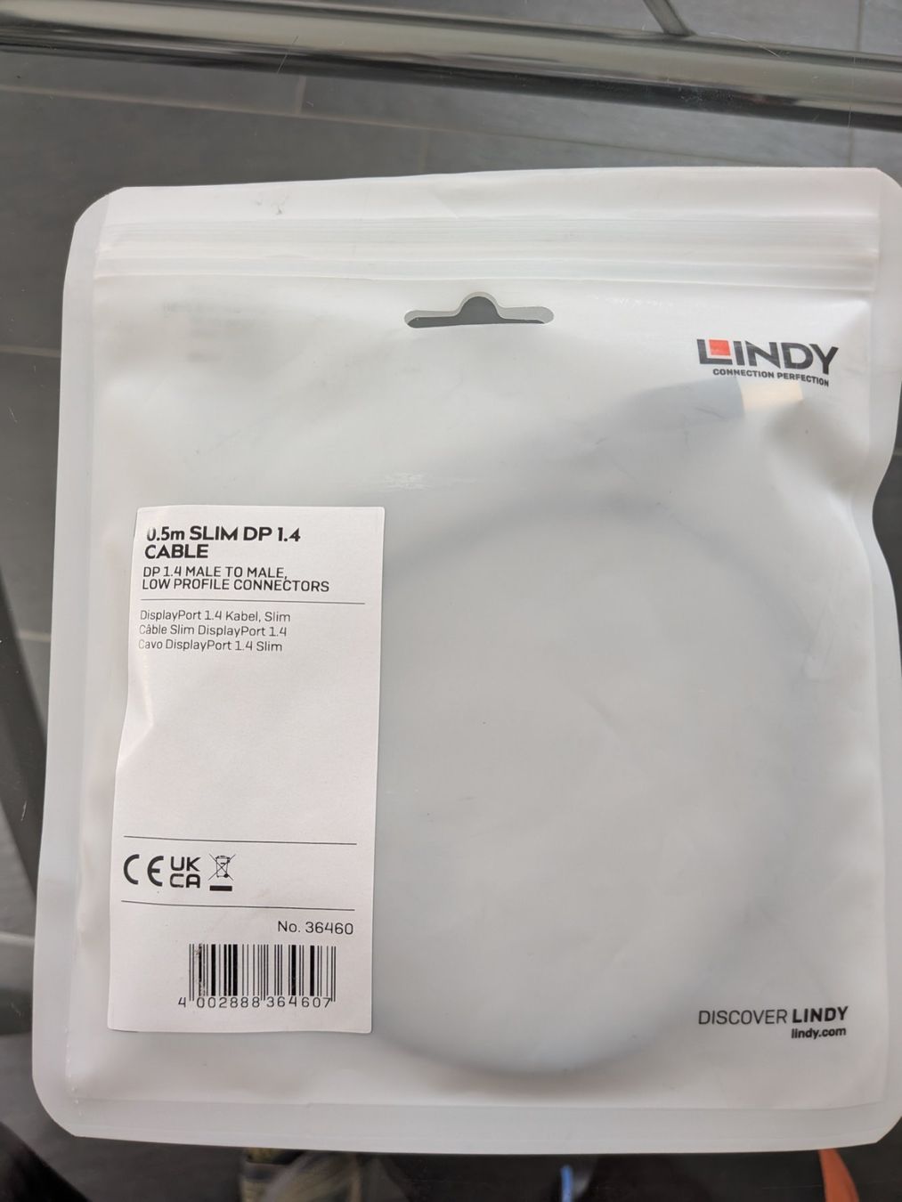 Cavi: Lindy Câble DisplayPort 1.4 de 0.5m (Slim) – Nuovo e nell'imballaggio originale da Avry-devant-Pont venduto da OBoss 1