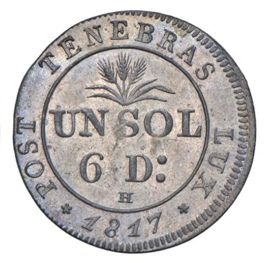 Alle Münzen: 1 Sol 1817 Genf, fast unz., irisierende Patina – Neu (gemäss Beschreibung) aus Niederlenz von Angi_e