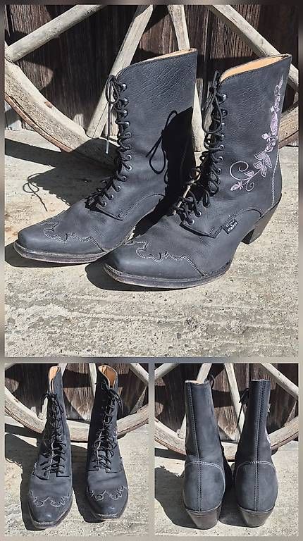 Damenschuhe: Tolle schwarze Schnür-Boots Gr. 40 – Neu (gemäss Beschreibung) aus Leuggern von silbergirl