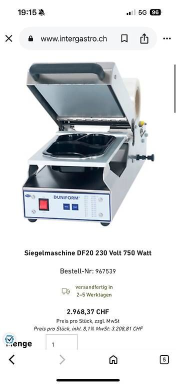 Elettrodomestici da cucina: Siegelmaschine + Take Away Formen – Usato da Bern venduto da leo_n862 2
