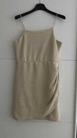 Mango Rippkleid in Beige, Grösse S